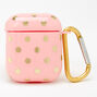 Pink &amp; Gold Polka Dotted Silicone Earbud Case Cover - Compatible with Apple AirPods,