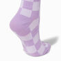 Purple Checkered Stay Weird Crew Socks,
