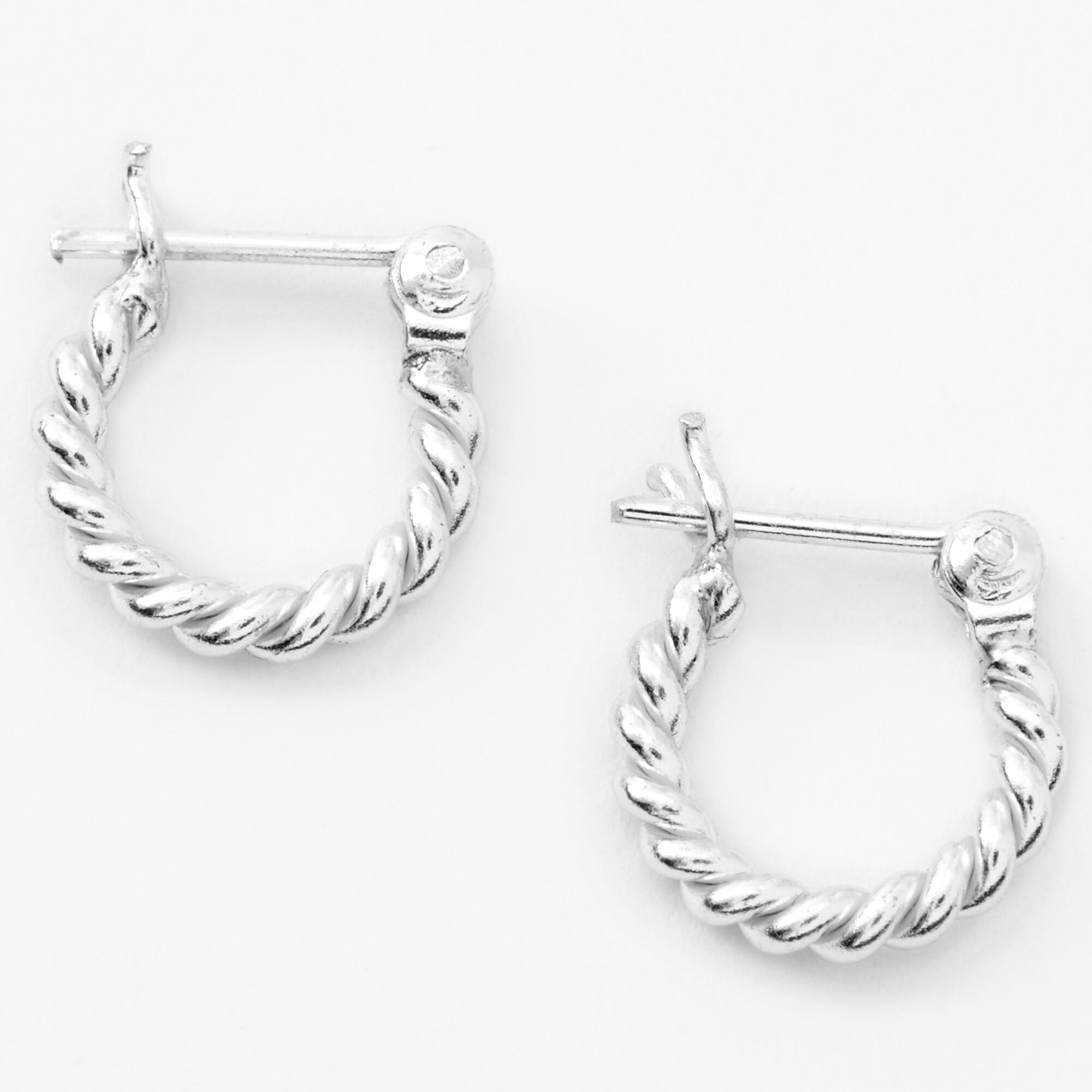 Silver hinged hoop store earrings 10mm