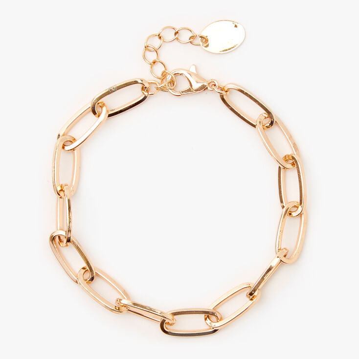 Gold-tone Paperclip Link Chain Bracelet,