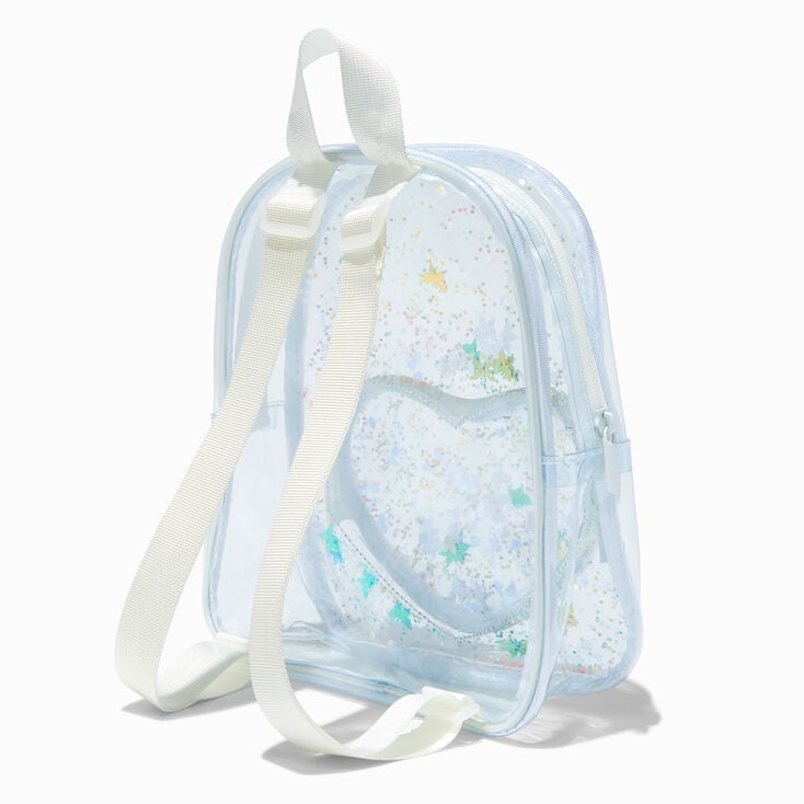 Claire&#39;s Club Transparent Shaker Heart White Mini Backpack,
