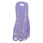 Silver Simple Beaded Chain Anklets - 3 Pack,