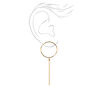 18ct Gold Plated Refined 3&quot; Open Circle Linear Drop Earrings,