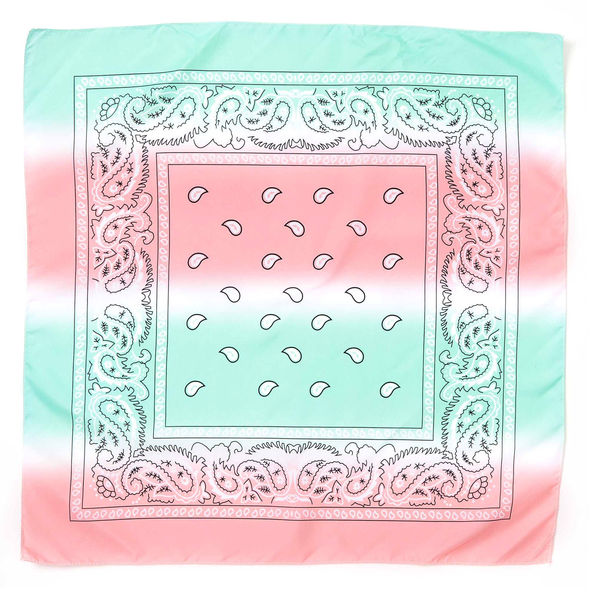 Blue & Pink Pastel Ombre Paisley Bandana Headwrap,
