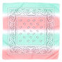 Bandeau bandana cachemire motif d&eacute;grad&eacute; bleu et rose pastel,