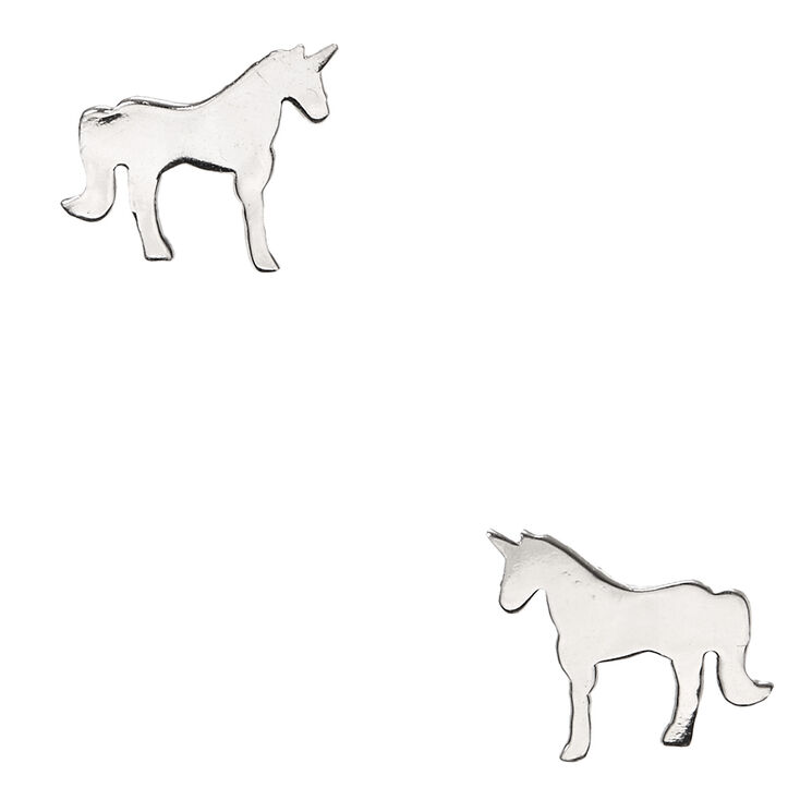 Sterling Silver Unicorn Love Stud Earrings Claire S Us