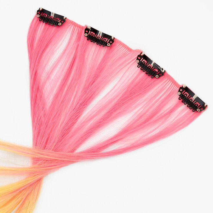 Rainbow Ombr&eacute; Faux Hair Clip In Extensions - 4 Pack,