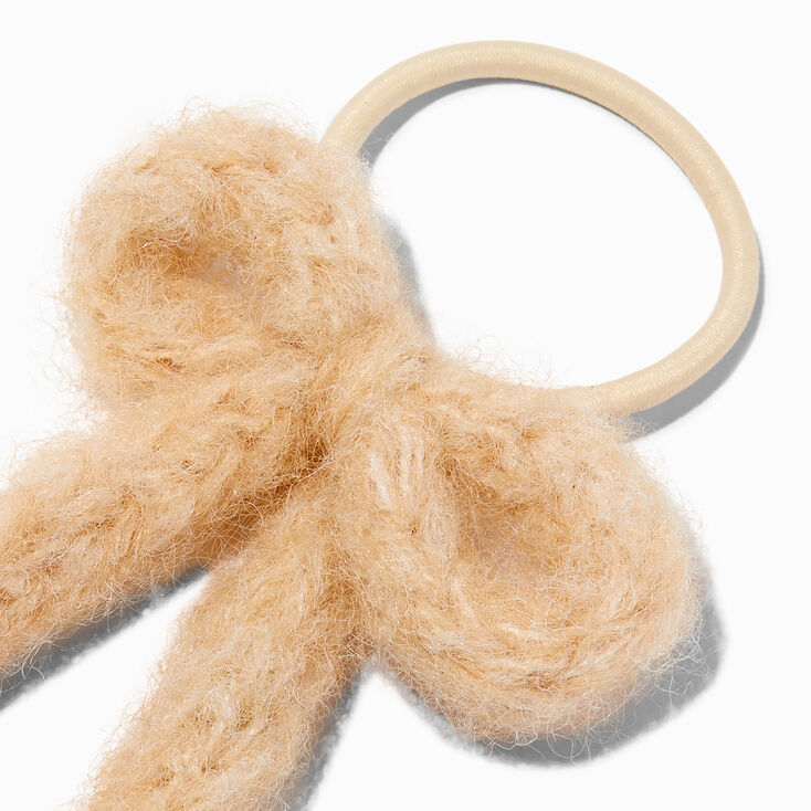 Ivory Knit Bow Hair Tie ,