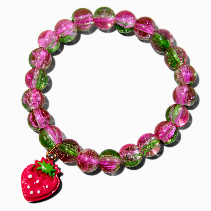 Strawberry Charm Beaded Stretch Bracelet