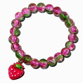 Strawberry Charm Beaded Stretch Bracelet,