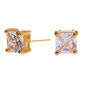 18k Gold Plated Cubic Zirconia Square Stud Earrings - 5MM,