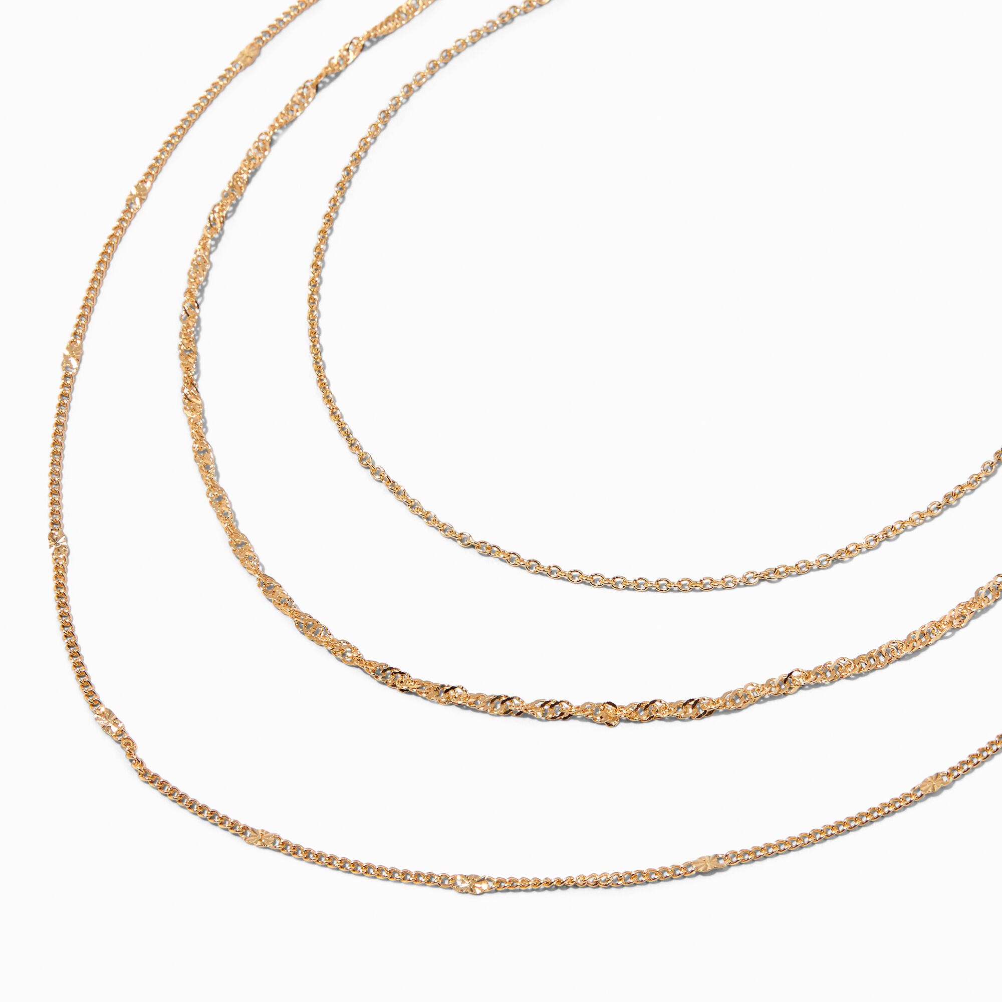 View Claires Recycled Jewelry Tone MultiStrand Woven Chain Necklace Gold information