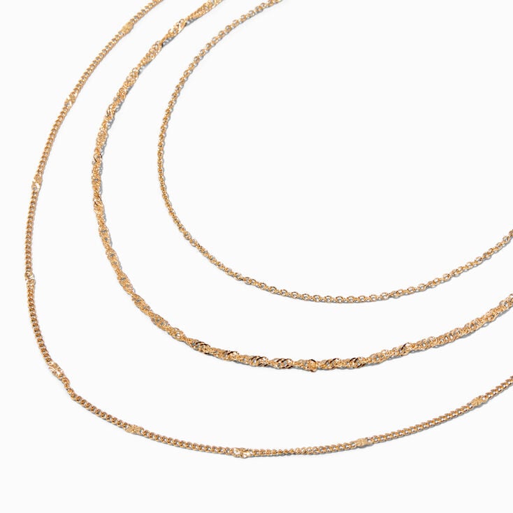 Claire&#39;s Recycled Jewellery Gold-tone Multi-Strand Woven Chain Necklace,