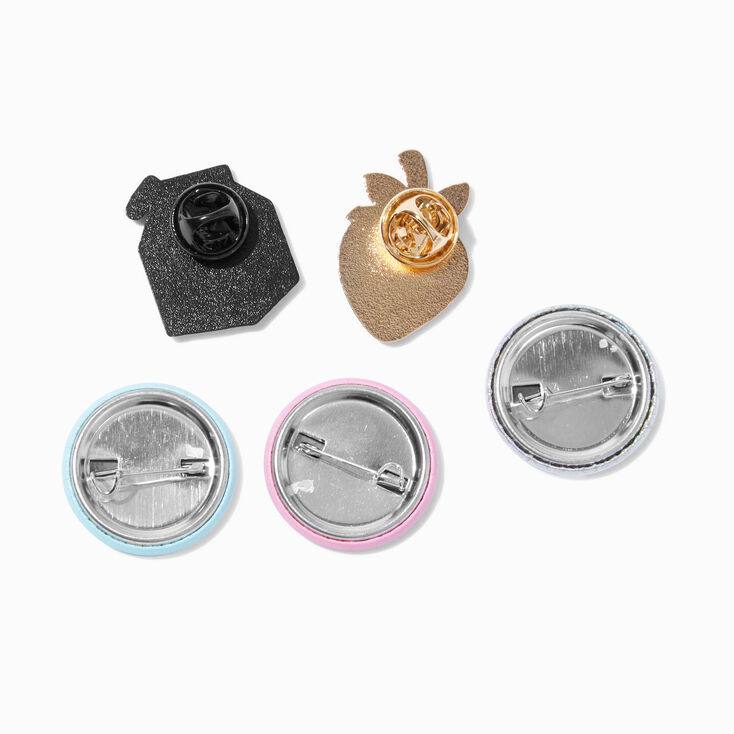 Strawberry Milk Round Button &amp; Pin Set - 5 Pack,