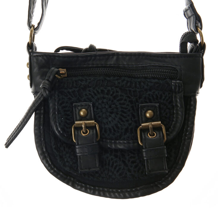 Black Crochet Cross Body Bag | Claire&#39;s