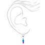 Silver 1.5&quot; Pink &amp; Blue Beaded Dreamcatcher Drop Earrings,