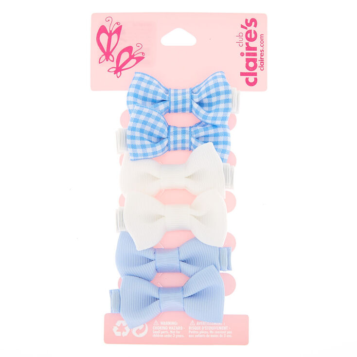 Claire&#39;s Club Bow Hair Clips - Blue, 6 Pack,