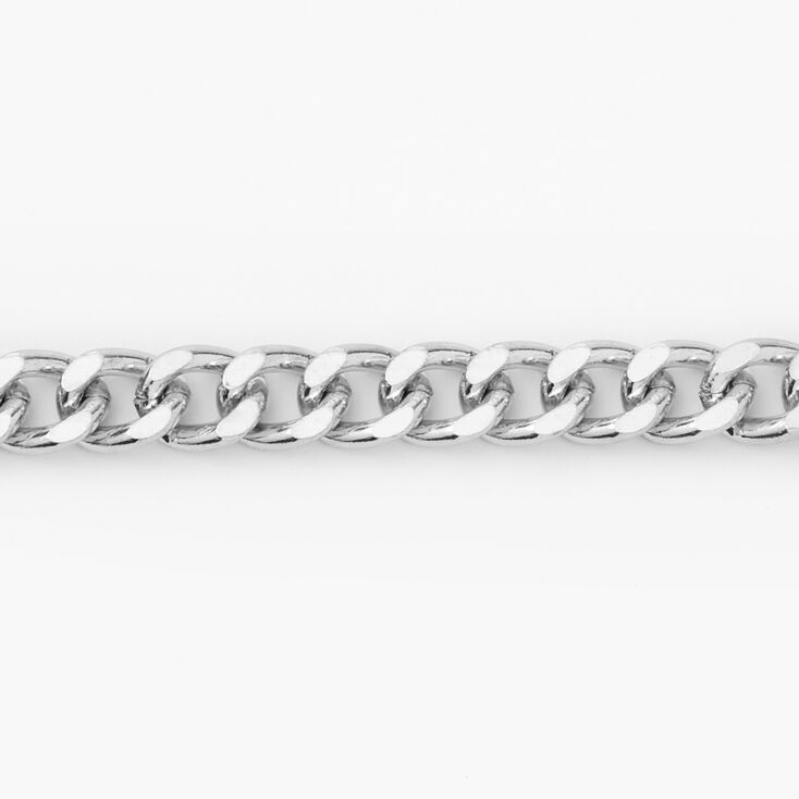 Silver Chunky Curb Chain Link Bracelet,