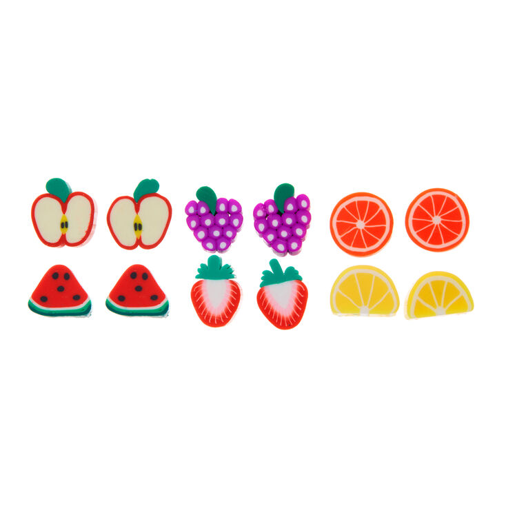 9 Pack Fruity Stud Earrings,