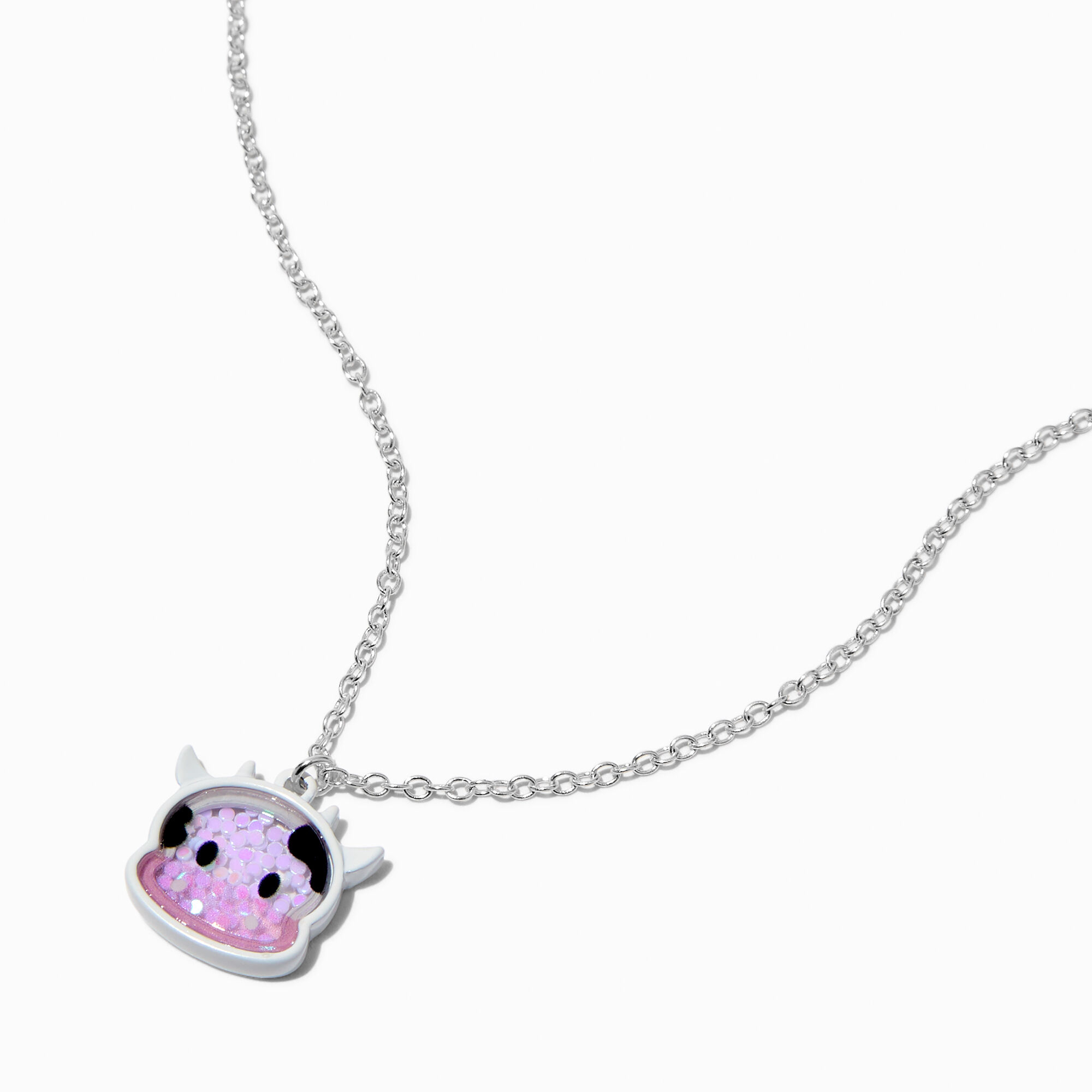 View Claires Cow Shaker Pendant Necklace White information