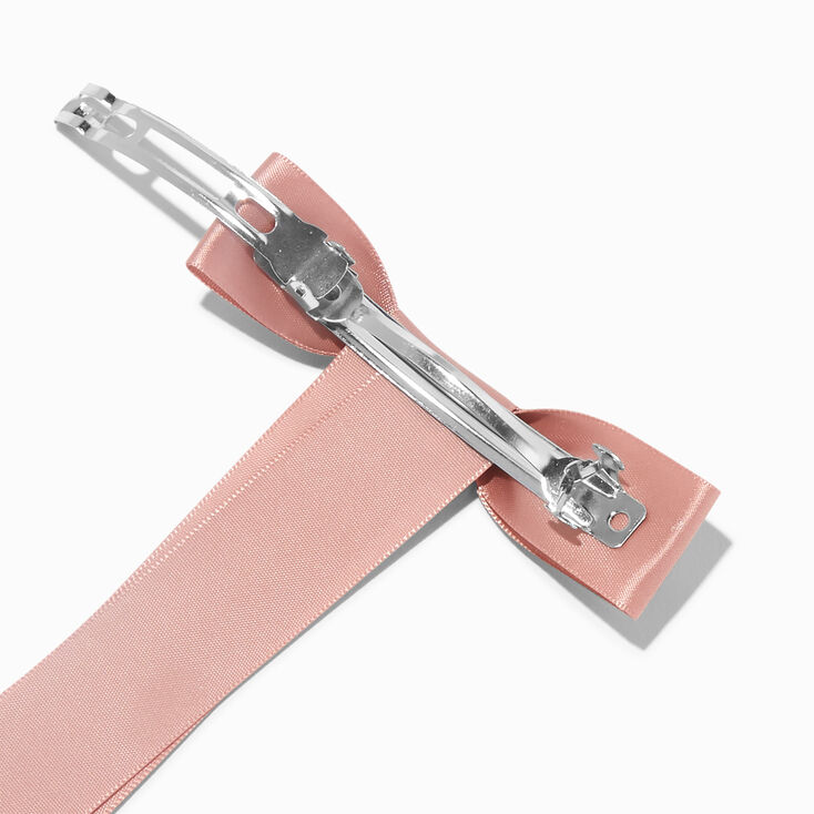 Blush Pink Satin Long Tail Hair Bow Clips - 2 Pack,