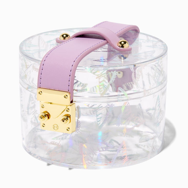 Holographic Butterflies Clear Jewelry Case,