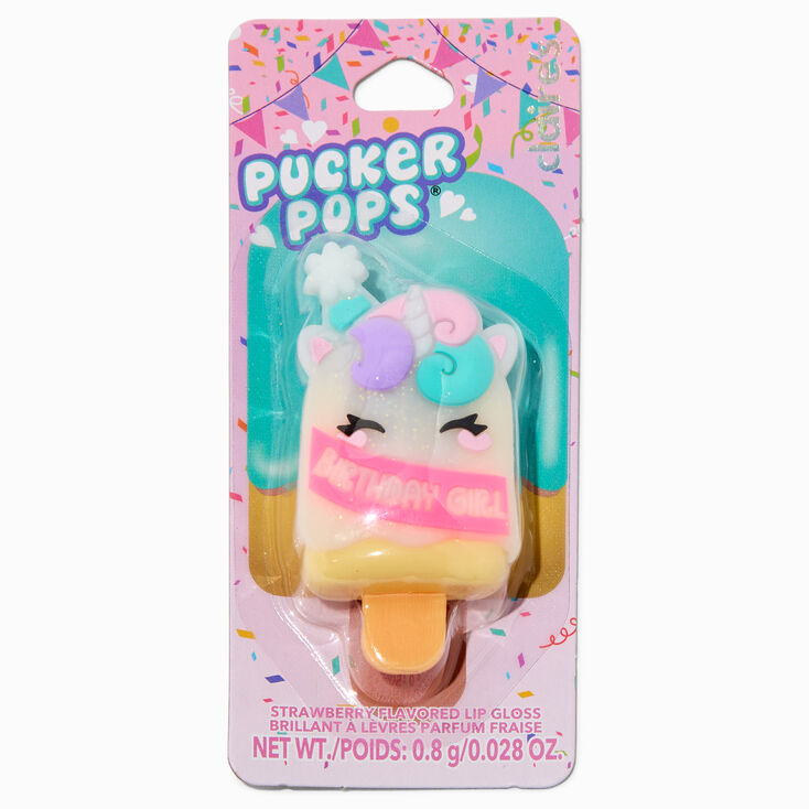 Pucker Pops&reg; Birthday Unicorn Lip Gloss - Strawberry,
