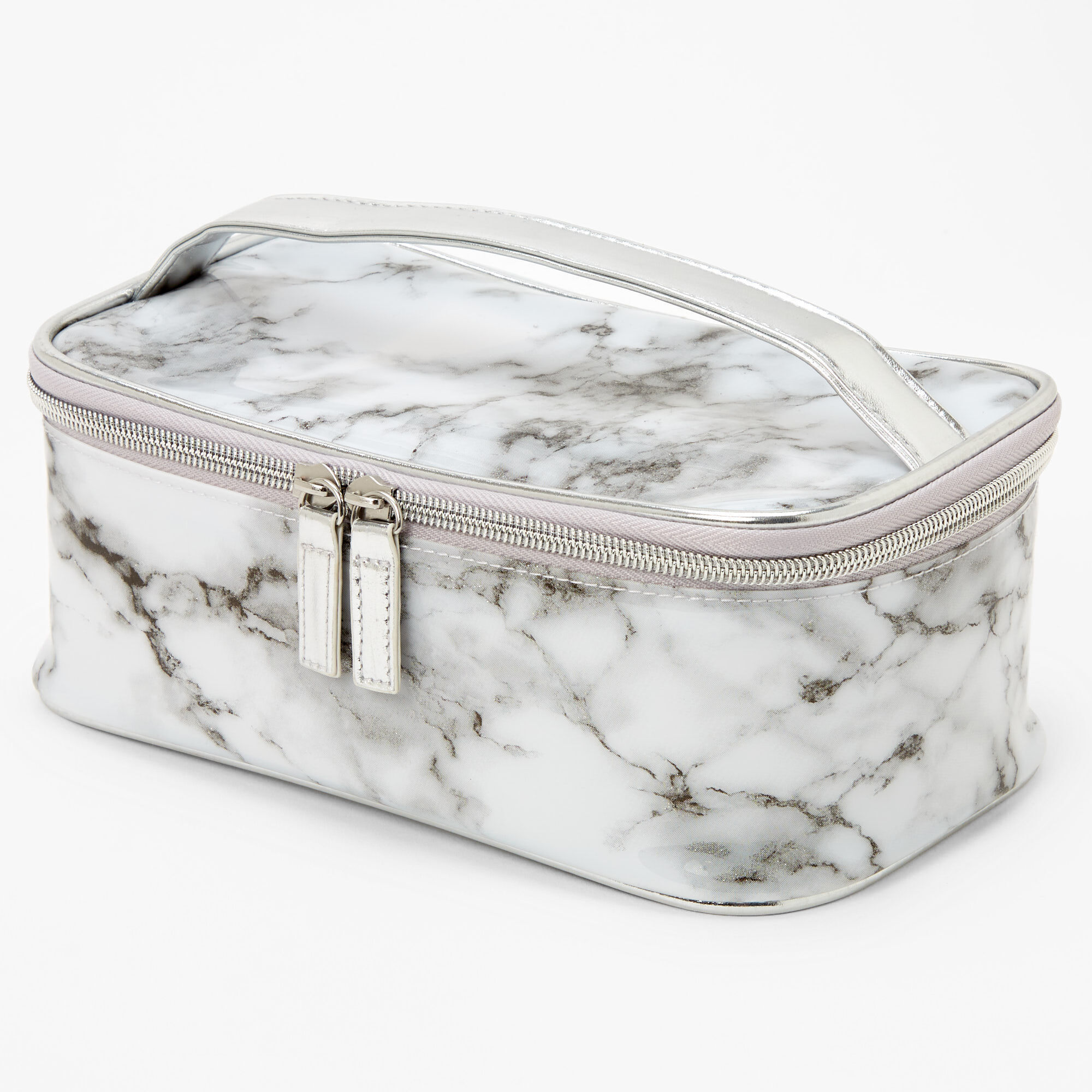 View Claires Black And Marble Makeup Bag White information