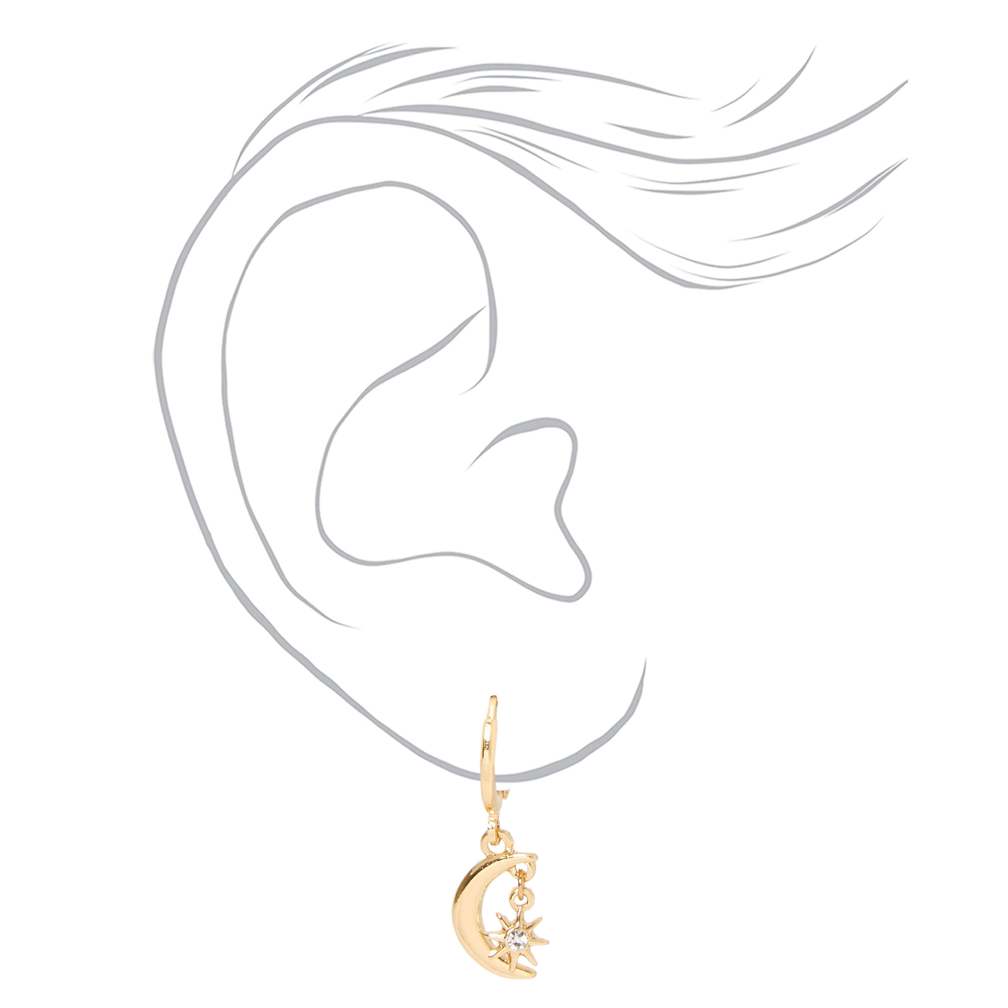 Gold Crescent Moon Starburst Jewellery Set - 2 Pack,