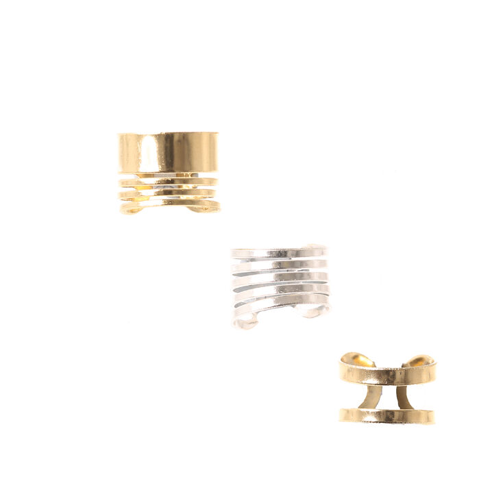 Gold &amp; Silver Ear Cuffs - 3 Pack,