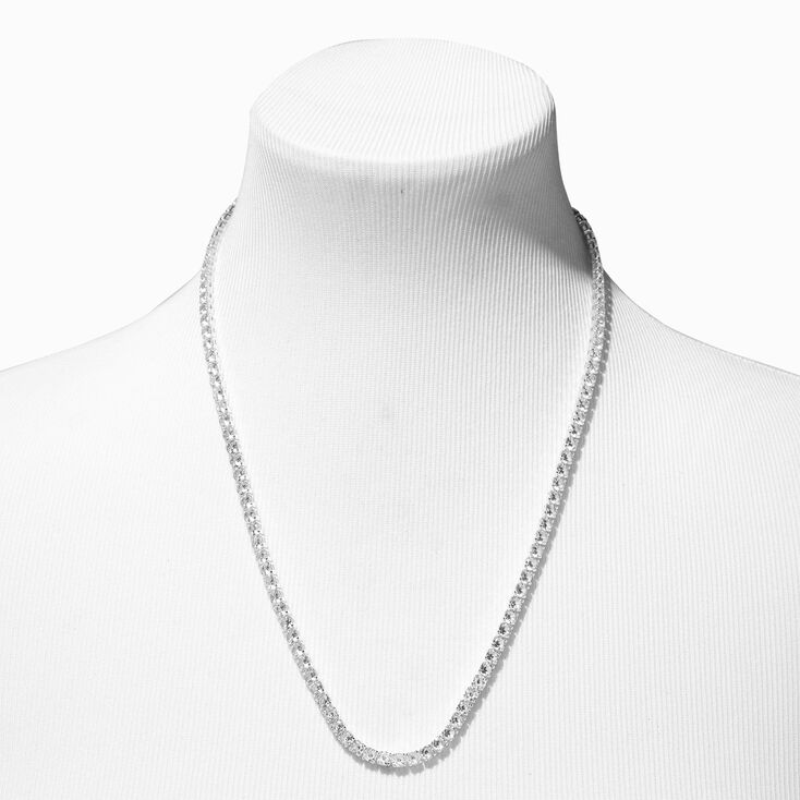 Silver Crystal Chain Necklace,