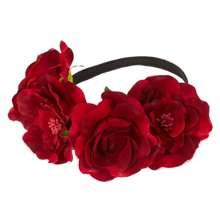 Oversized Burgundy Rose Flower Crown,