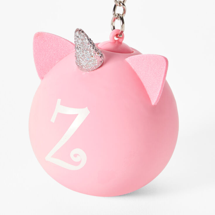Porte-cl&eacute;s balle anti-stress licorne &agrave; initiale - Rose, Z,