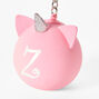 Porte-cl&eacute;s balle anti-stress licorne &agrave; initiale - Rose, Z,