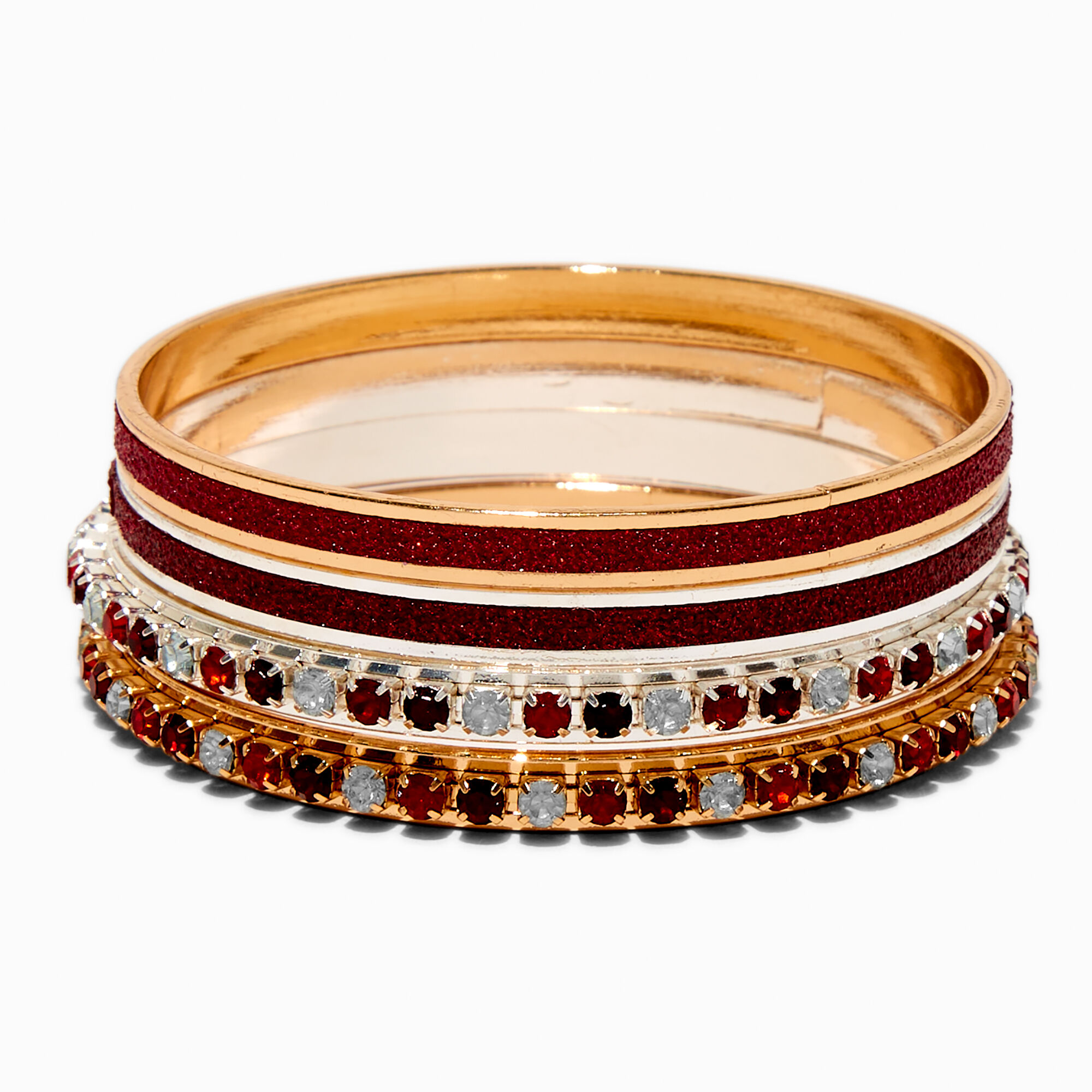 Claire's Club Holiday Gem Bangle Bracelets - 4 Pack,