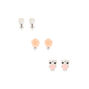 Lot de 3 boucles d&#39;oreilles &agrave; clip roses motif hibou girly,