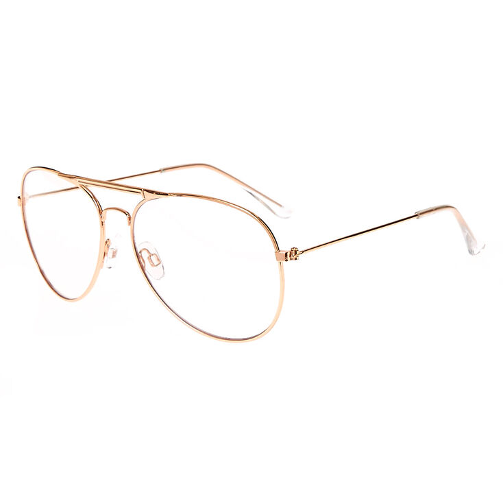 Rose Gold Aviator Clear Lens Frames,