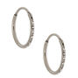 Silver-tone Titanium 10mm Sleek Crystal Hoop Earrings,