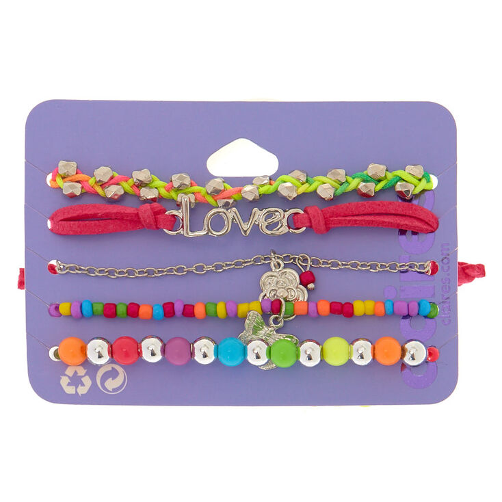 Neon Rainbow Bracelets - 5 Pack,