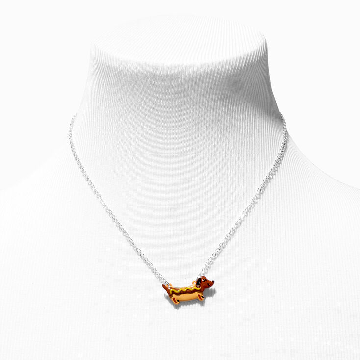 Red Hot Dog Pendant Necklace,