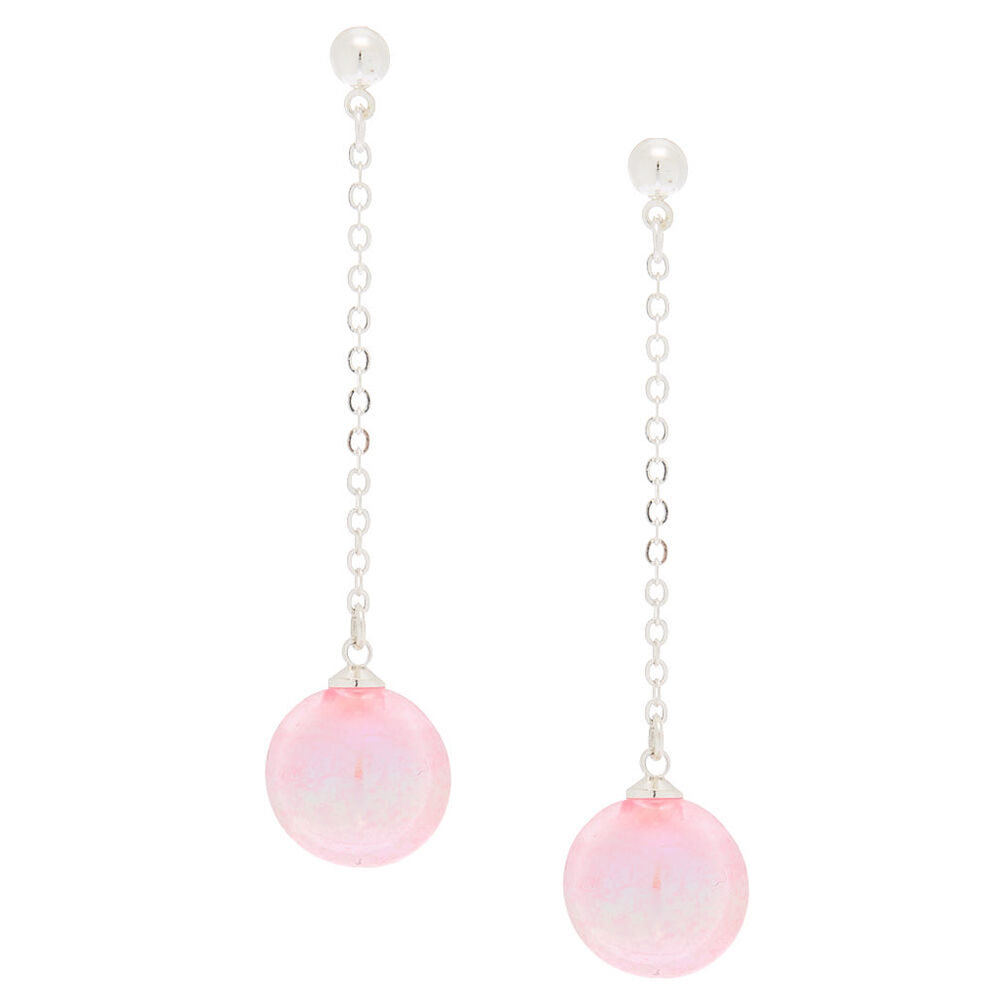2.5 Holographic Ball Drop Earrings Pink