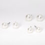 Graduated 6MM 7MM 8MM Pearl Stud Earrings - Ivory, 3 Pack,