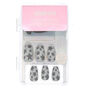 Lot de 24&nbsp;faux ongles &eacute;toiles &agrave; paillettes argent&eacute;es,