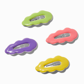 Neon Wavy Jelly Snap Hair Clips - 4 Pack,