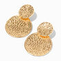 Gold-tone Textured Double Disc 2&quot; Drop Earrings,