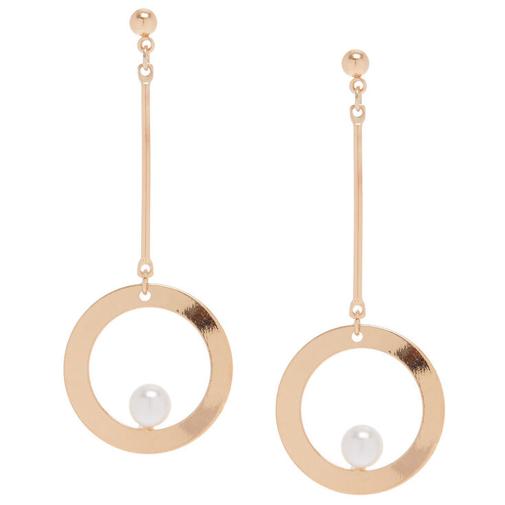 Rose Gold 2 5 Open Circle Drop Earrings Claire S Us Rose Gold 2 5 Open Circle Drop Earrings