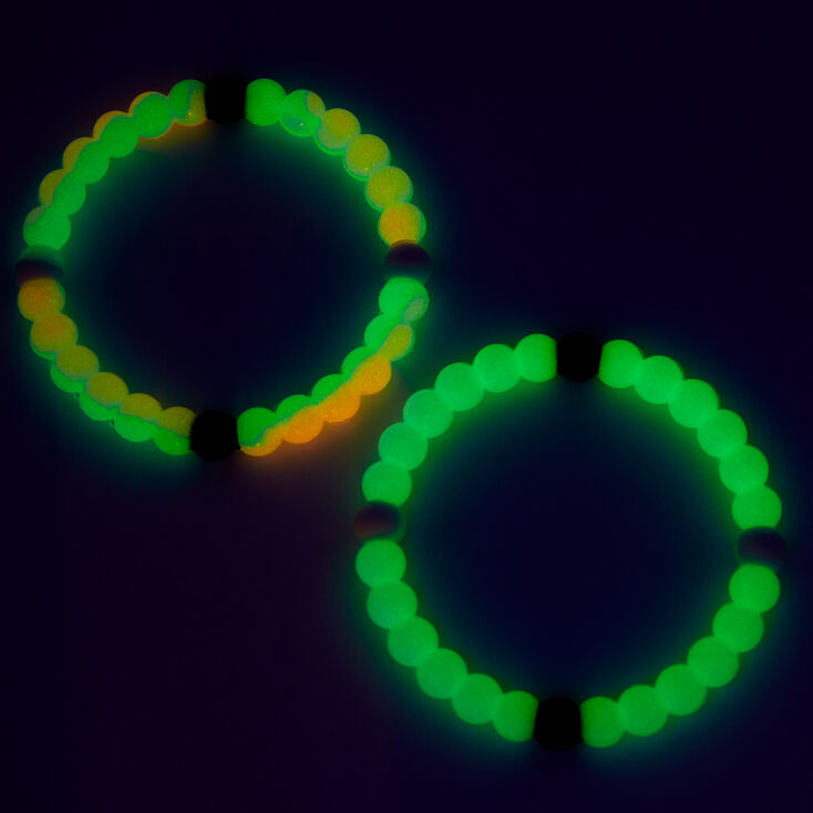 Tie Dye Glow in The Dark & Purple Fortune Stretch Bracelets - 2 Pack