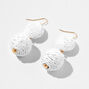 White Woven Balls 1.5&quot; Linear Drop Earrings,