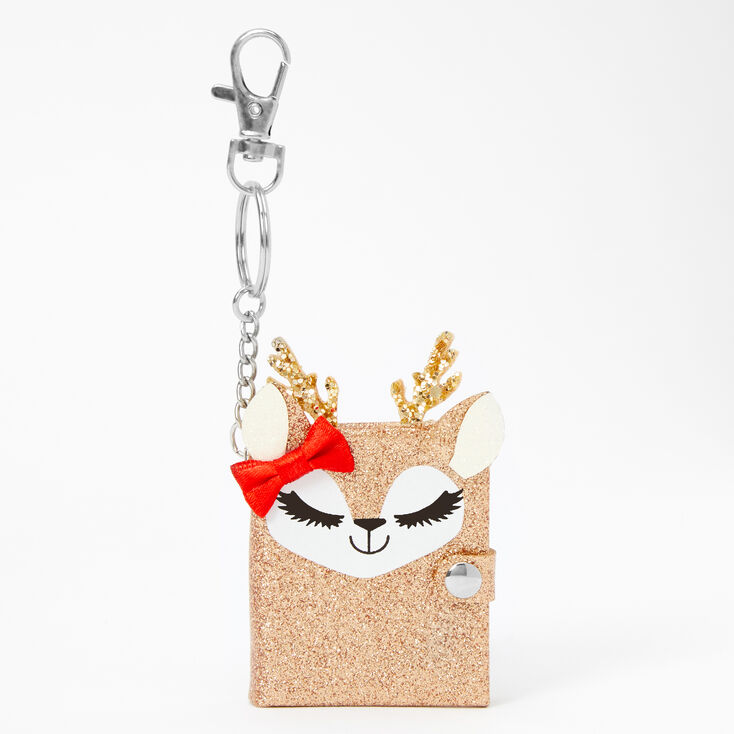 Noelle the Deer Mini Diary Keychain - Gold,