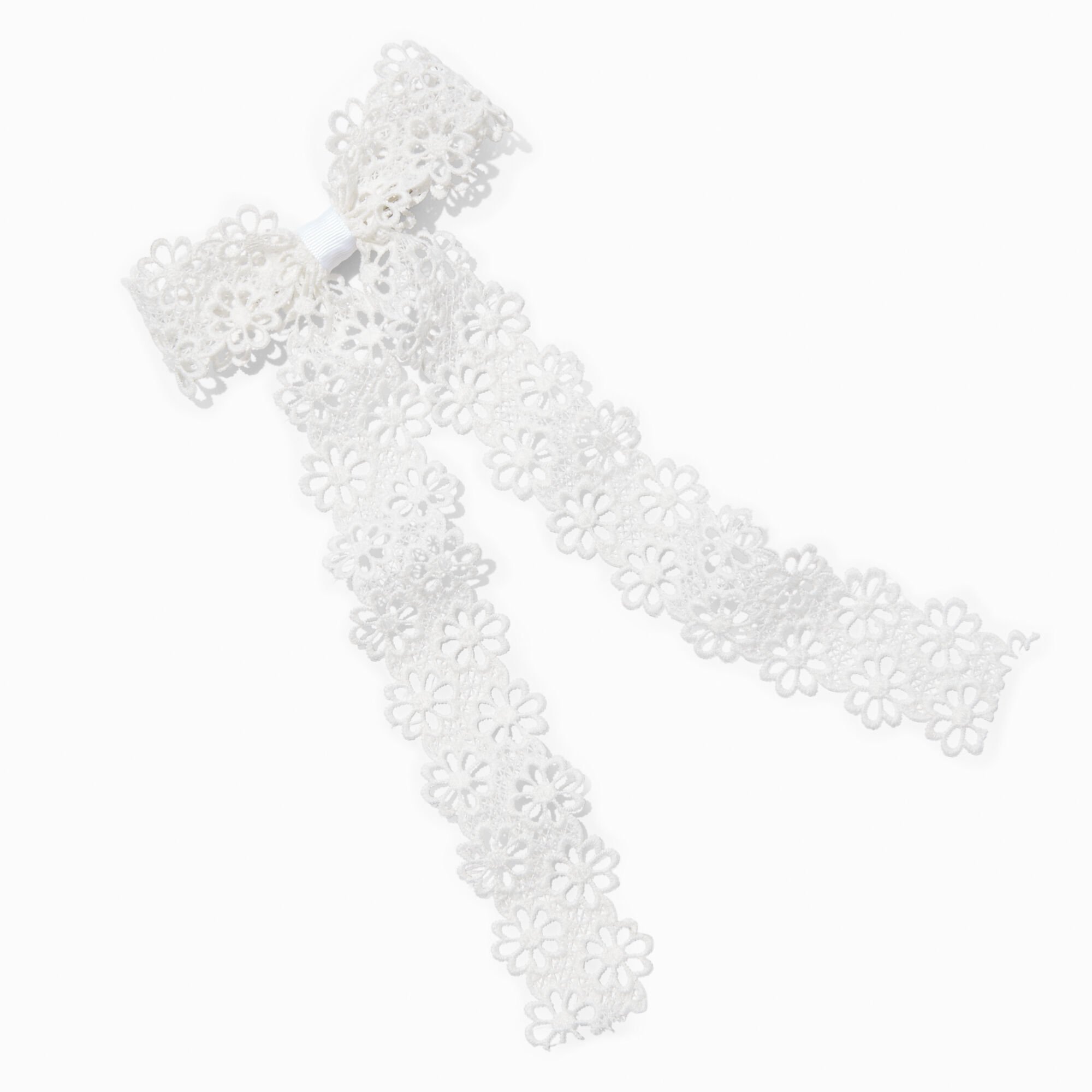 Barrette à nœud avec marguerites dentelle blanche,